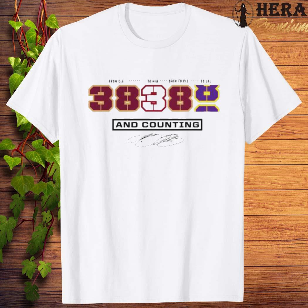 Los Angeles Lakers James From Cle To Mia Back To Cle To Lal 38388 And Counting Signature Shirt