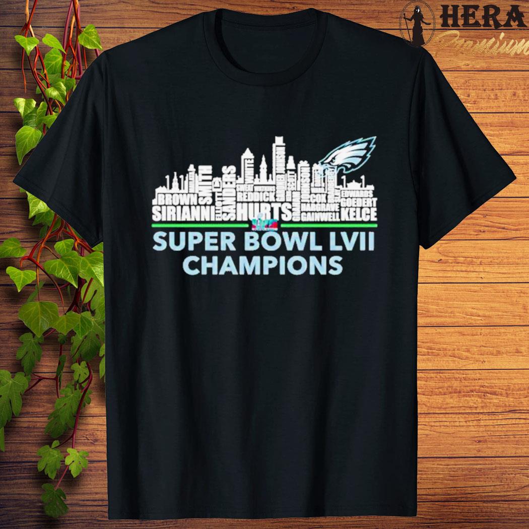 Philadelphia Eagles Players Names Skyline Super Bowl Lvii Champions Shirt